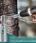 Twist Ties Drill Chuck Tool For 9 And 11 Gauge Fence Ties Compatible With 3 8 Inch Power Drills Wire Twister in use on fence