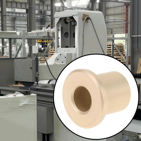 8 Pack Flanged Copper Sleeve Bushings 6 Mm Bore 10 Mm Outer Diameter 12 Mm Length shown in machine workshop setting.