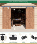 Heavy Duty 8 Ft Exterior Sliding Barn Door Hardware Kit Black Box Rail Track System For Double Doors installed view