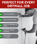 Contractor using drywall shims for leveling and framing fixes, easy dispense cardboard strips, 100 pieces, perfect for DIY projects.