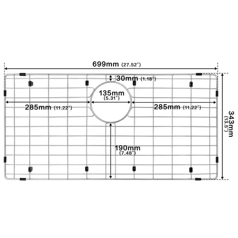 Heavy Duty Stainless Steel Sink Grid For Kitchen 27.5 By 13.5 Inches Keeps Sink Scratch Free Rear Drain Design Great For Drying Dishes And Glassware Corrosion Resistant