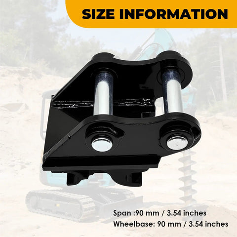 Mini Excavator Quick Change Hitch Coupler With 25mm Pin For 0.8 To 2 Ton Machines, shown on a construction site