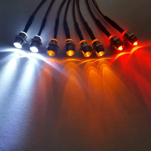 Lit RC Light Strips Kit For 1/8 And 1/10 Scale RC Cars With 8 Lamp Beads 2 White 2 Red 4 Yellow CH3 Control Panel