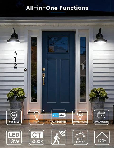 Motion Sensor LED Bulbs E26 Base Dusk To Dawn Activation Auto Light Up When Motion Is Detected At Night 8 To 16 Feet Range Turns Off After 30 To 45 Seconds Energy Efficient Long Lasting Security Lighting For Indoor Or Outdoor Use on front porch sconces