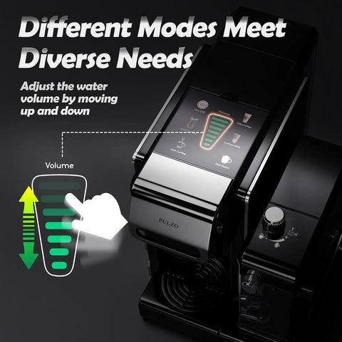 Game Changing Espresso Machine With Automatic Milk Frother And Capsule Coffee Maker Delivers Big Time Flavor Silky Smooth Foam Zero Drama Quick Cleanup And Straight Up Coffee Joy For Your Kitchen water volume adjustment interface