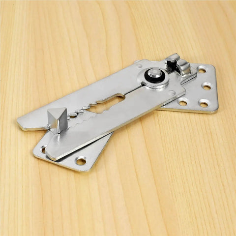 Heavy Duty Sectional Sofa Connectors 5 Pack Rust Resistant Steel Couch Brackets showing metal bracket on wood background.