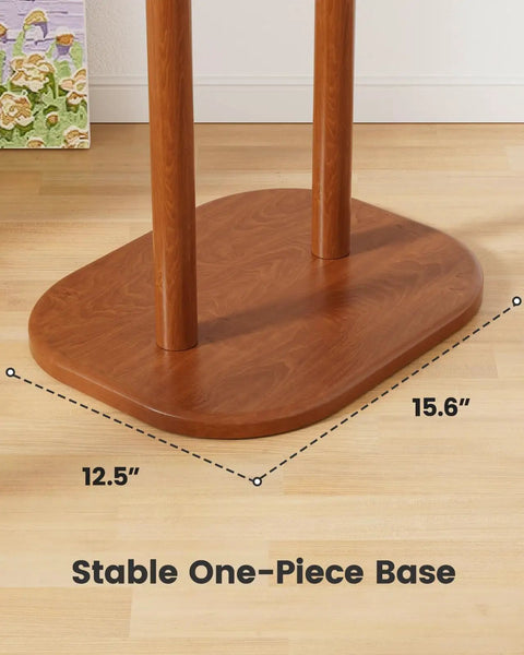 Freestanding Coat Rack With 8 Hooks And Storage Shelf, Solid Wood Base, 66.3-Inch Tall Hall Tree, stable wood base dimensions.