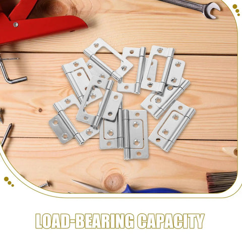 Heavy Duty Kitchen Cabinet Door Hinges Set, 10 Pcs, 304 Stainless Steel Quiet Wardrobe Hinges on wooden surface