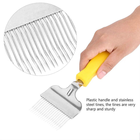 Beekeeping Uncapping Fork Stainless Steel Honeycomb Tine For Hive Inspection And Honey Harvest Durable Tool with yellow grip