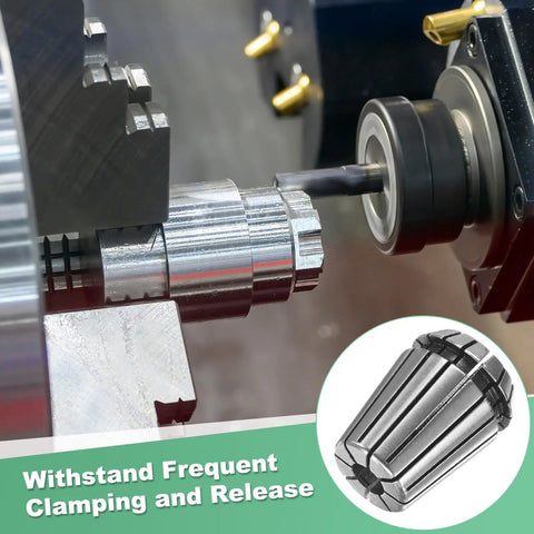 ER25 Spring Collet Chuck 8mm clamping diameter on CNC lathe with 40Cr steel, durable silver finish for precision metalworking machines.