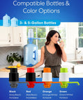 Woman using Universal Manual Drinking Water Pump For 3 To 5 Gallon Bottles with color options and adjustable tubing