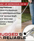 2600 Psi Pressure Washer Pump Replacement For AR RMW2.5G28 EZ SX EZ-SX with spray hose in action on patio
