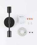 Components of Two Light Wall Sconce For Bathroom And Hallway Sleek Modern Minimalist Vanity Lighting Matte Black Flush Mount