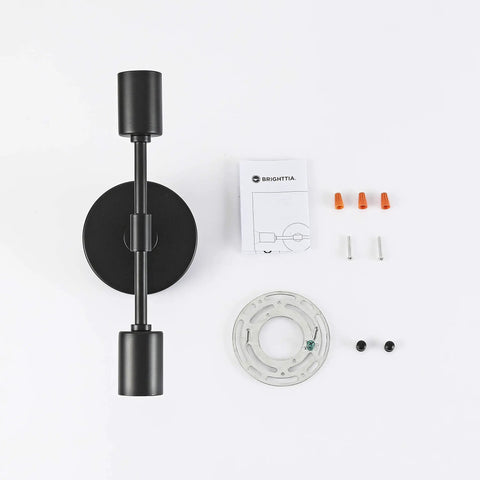 Components of Two Light Wall Sconce For Bathroom And Hallway Sleek Modern Minimalist Vanity Lighting Matte Black Flush Mount