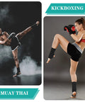 Two Pairs Muay Thai Ankle Supports Compression Sleeves For Men And Women in action during kickboxing and Muay Thai training.
