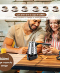 Turkish Coffee Pot Electric Brewer 500ml 17oz No Fuss Quick Brew For 5 To 6 Cups Stainless Steel With Folding Handle