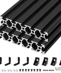 2 Pack 20100 T Slot Aluminum Extrusion 300mm Black with accessories for 3D printers and DIY builds