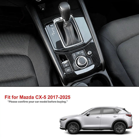 Mazda CX 5 Center Console Cover Kit Upgrade With Gear Panel And Gear Shift Knob Trim In ABS Carbon Fiber Style 2017-2025 LHD