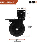 Side Mount Swivel Caster Wheels Set of 4 for Furniture and Cart, 3 Inch Knobby Tire Casters with Black Powder Coated L Shaped Plate