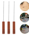 Stainless Steel Bait Threading Tool For Carp Rigging With Anti Slip Handle Pro Grade Worm Threader For Quick Rigging Saltwater Fishing Accessory Portable For Travel, brown wood handle