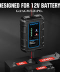 10 Amp 12 Volt PWM Solar Charge Controller with LED display connected to Gel, AGM, LiFePO4 batteries.