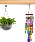 Q Hanger Screw In Christmas Light Hooks for Outdoor String Lights holding plant and wind chime on wood beam