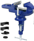 Heavy Duty 2.5 Inch Bench Vise Clamp-On Table Vise With 360 Degree Swivel Base For Woodworking Metalworking Drilling And Cutting, blue cast iron clamp-on vise