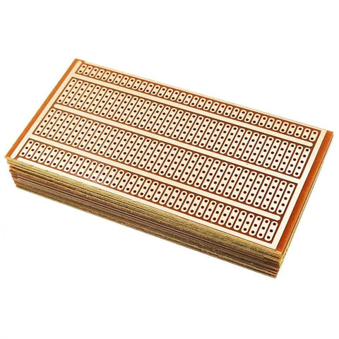 Stack of 12 copper stripboards, 50x100mm, single-sided perfboard for electronics, 2.54mm pitch, part of 50x100mm Copper Stripboards 12 Pack