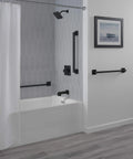Bathroom with Modern Angular Concealed-Screw ADA Compliant Decorative Grab Bar For Bathrooms 24 Inch By 1.25 Inch Matte Black Finish
