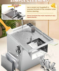 Front view of NEWTRY 4-in-1 stainless steel commercial vegetable processor (110V, 200W).