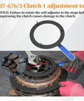 Pro Grade Dry Dual Clutch Transmission Removal And Installation Tool Kit For Ford Focus Fiesta Transit Connect 2019 And B MAX DPS6 Compatible Heavy Duty DIY Friendly Professional Alignment Tools, black steel clutch adjustment ring with blue handle in use