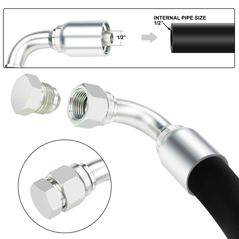 90 degree hydraulic hose crimp kit with 1/2 inch JIC fit
