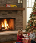 Cozy living room with children by a fireplace, featuring Two Pack Of Knockout Chimney Fire Suppressant That Handles Flue Infernos Quickly Csia Certified.