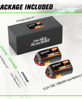 2 Pack 6S 22.2V LiPo Battery 1300mAh 130C With XT60 Plug For FPV Racing Drones, Lightweight 195g Each in packaging box