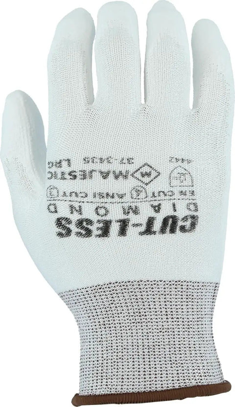 Cut Less Dyneema Gloves With Grippy Polyurethane Palm 1 Dozen SM13 Gauge Liner ANSI A3 shown back view