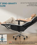 Ergonomic Leather Office Chair With Adjustable Headrest And Footrest, 170 Degree Zero Gravity Recline For Home Office, Black