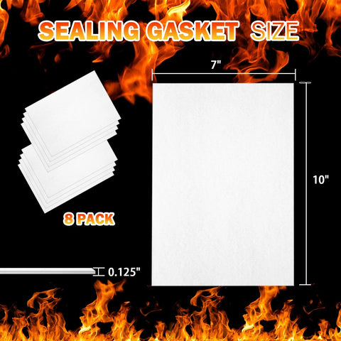 Ceramic-fibre high-temperature gasket paper sheets, 7x10 inches, 1/8 inch thick, 8-pack for stoves and furnaces