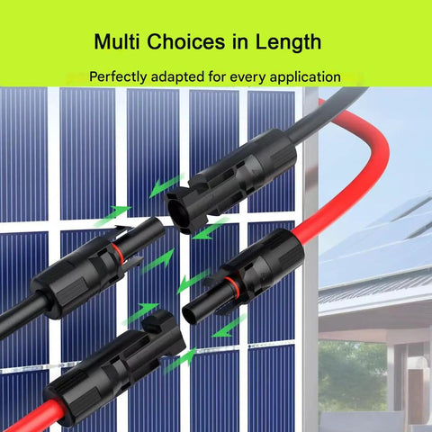 33 Ft Solar Panel Extension Cable With 6mm2 PV Wire, Easy Hookup Male And Female Connectors, IP68 Waterproof