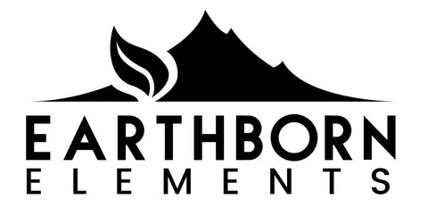Earthborn Elements logo with a mountain and leaf design.