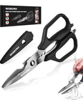 Titanium Coated Kitchen Scissors All Purpose Kitchen Shears Stainless Steel Sharp Durable And Easy To Clean For Food Prep Perfect For Cutting Meat Veggies Packaging And More, with sheath
