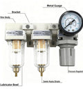 Dual Air Filter And Regulator Combo with Water And Oil Trap Separator and Drying System with pressure gauge and metal bracket