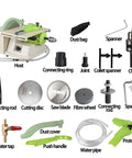 Components of Pro 110V Gem Faceting Machine 5-in-1 Bench Grinder for polishing jade stone carving and wood.
