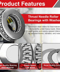 Thrust Needle Roller Bearing Set With Washers Two Set Pack Built Tough For Lawn Tractors And Automotive Steering