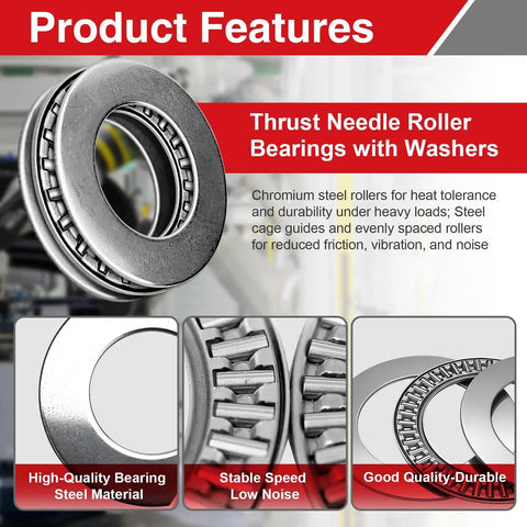 Thrust Needle Roller Bearing Set With Washers Two Set Pack Built Tough For Lawn Tractors And Automotive Steering