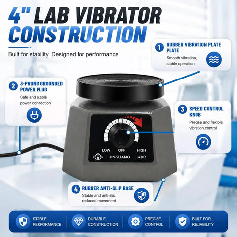 Beast Power 100W Lab Vibrator with Easy Stepless Knob showing rubber plate and speed control for bubble busting.