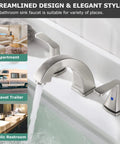 Widespread Double Handle Bathroom Faucet With Pop Up Drain And cUPC Supply Lines In Brushed Nickel installed in a sink