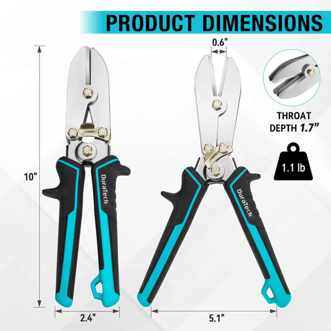 5-Blade Sheet Metal Crimper for Ductwork and HVAC, 22-28 Gauge Galvanized Steel and Stainless Steel, Ergonomic TPR Grip Handles