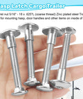 Heavy Duty Trailer Hasp Bolt Kit 8 Piece Set With 5/16 Carriage Bolts Plus Torx Barrel Nuts For Enclosed Cargo Doors - zinc plated steel bolts for secure mounting.