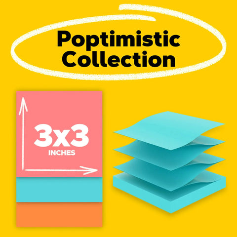 Kickass 3x3 Inch Pop Up Dispenser Notes 12 Pack with colorful sticky pads for quick reminders on a yellow background.