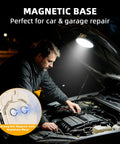 A man uses Beefy 3000LM Rechargeable Camping Light With Magnetic Hanging Hook for car repair under hood at night.